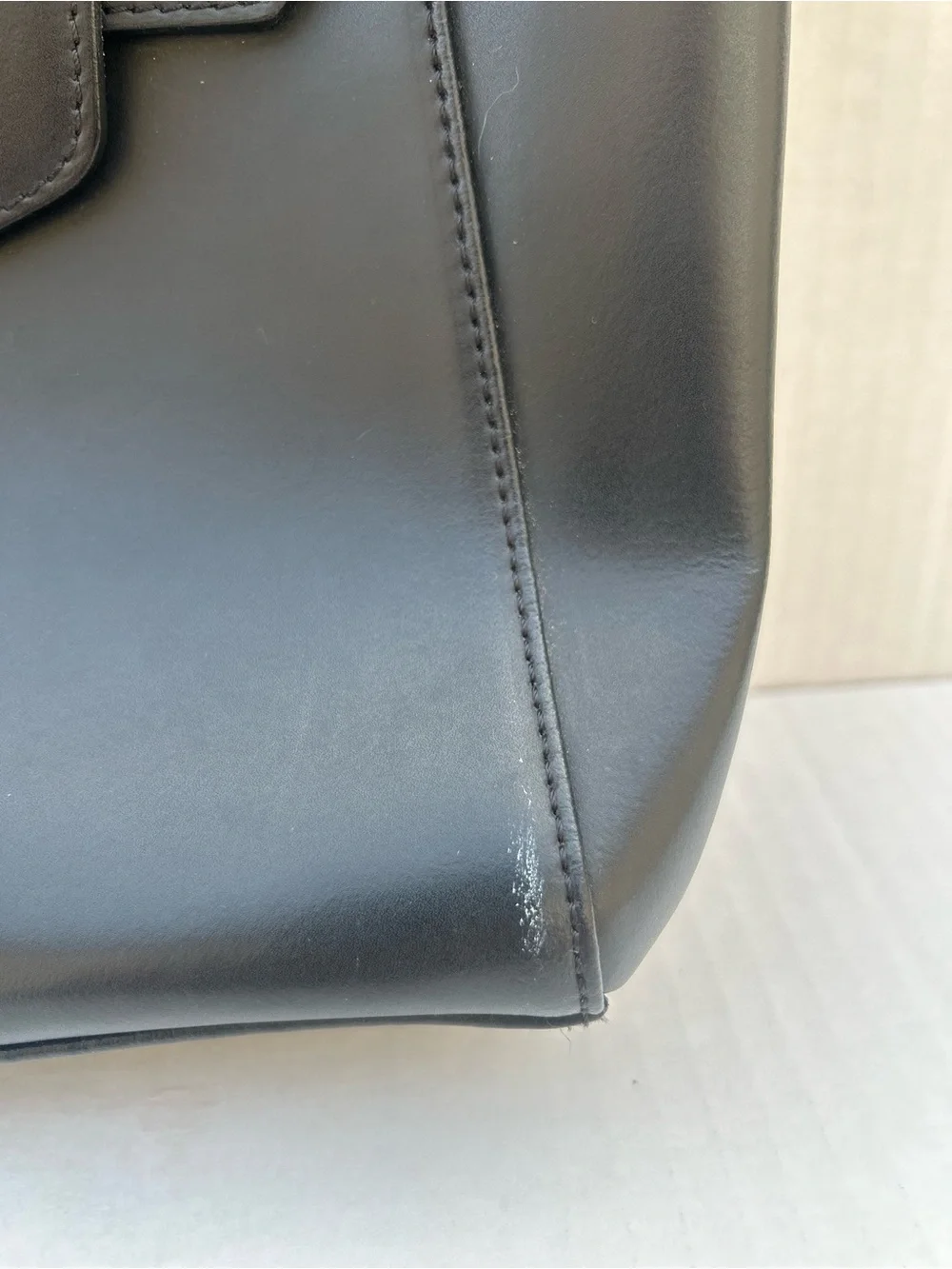 Camelia Roma Black Leather Top Handle Trapeze Satchel Handbag No Strap
